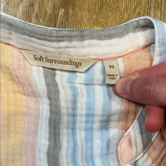 Soft Surroundings Laguna Gauze Stripe Dress Multi Color Petite Small EUC Cotton - Picture 11 of 16